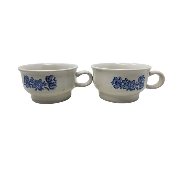 Pfaltzgraff Other - Pair Of Vintage Pfaltzgraff yorktowne Ironstone Blue Floral Coffee,Soup Mugs